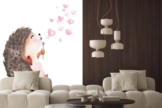 Naklejka: Akwarelowy uroczy jeż