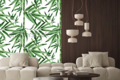 Naklejka: Akwarelowy wzór z liści bambusa