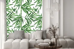 Naklejka: Akwarelowy wzór z liści bambusa