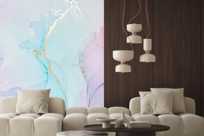 Naklejka: Alcohol ink colors translucent. abstract multicolored marble