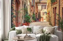 Naklejka: Aleja w starym mieście toskanii we włoszech