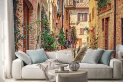 Naklejka: Aleja w starym mieście toskanii we włoszech