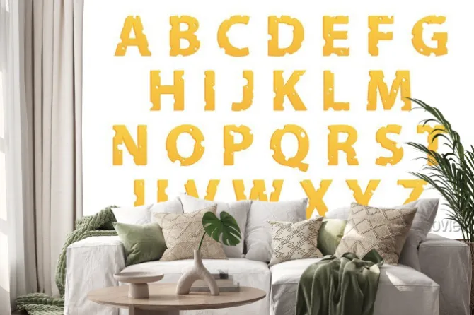 Naklejka: Alfabet z serem