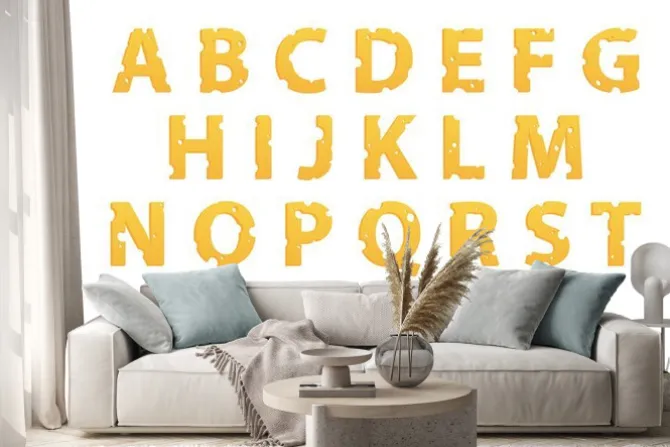 Naklejka: Alfabet z serem