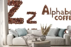 Naklejka: Alfabet z ziaren kawy izolowane