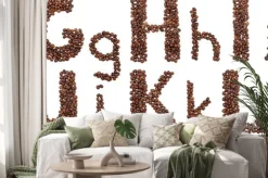 Naklejka: Alfabet z ziaren kawy izolowane