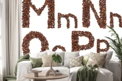 Naklejka: Alfabet z ziaren kawy izolowane