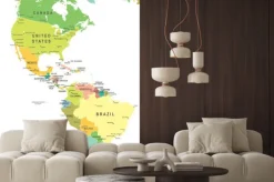 Naklejka: Ameryka północna i południowa na mapie politycznej