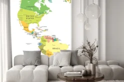 Naklejka: Ameryka północna i południowa na mapie politycznej