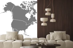 Naklejka: Ameryka północna z krajami mapie szare