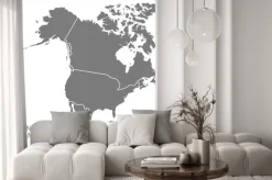 Naklejka: Ameryka północna z krajami mapie szare