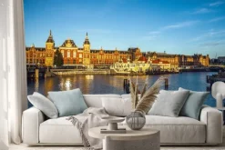 Naklejka: Amsterdam, holandia - 15 stycznia 2016: znane budynki amsterdam