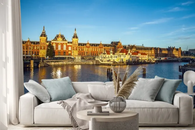 Naklejka: Amsterdam, holandia - 15 stycznia 2016: znane budynki amsterdam