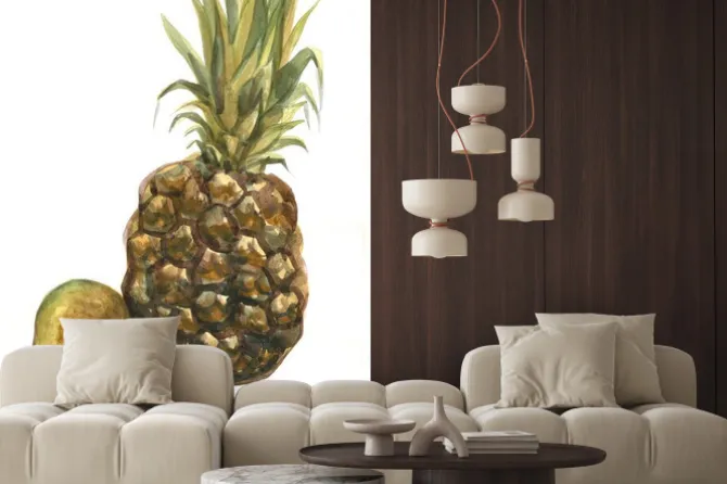 Naklejka: Ananas i gruszka na białym tle. akwarela