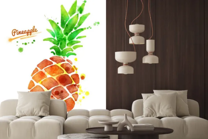 Naklejka: Ananas z odpryskami farby.