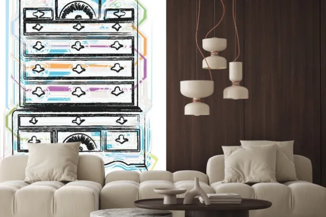 Naklejka: Antique ilustracji szafka