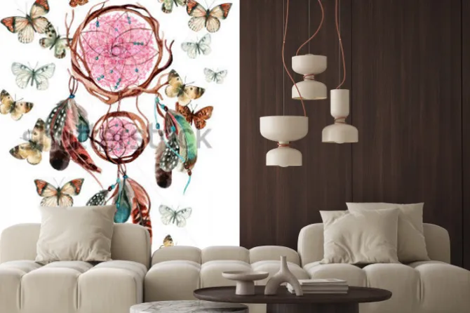 Naklejka: Łapacz snów z mandalami i motylami