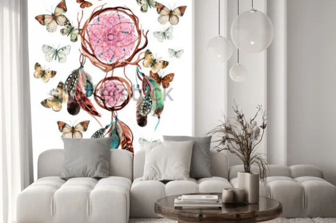 Naklejka: Łapacz snów z mandalami i motylami