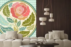 Naklejka: Aplikacja patch różą w ramce okrągłym