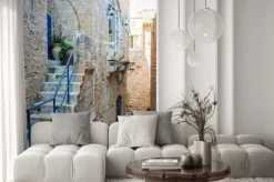 Naklejka: Arabskie miasteczko jaffa z niebieskimi elementami