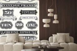 Naklejka: Archiwalne etykiety ramek i ozdoby