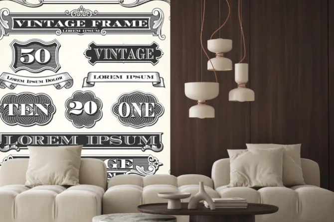 Naklejka: Archiwalne etykiety ramek i ozdoby