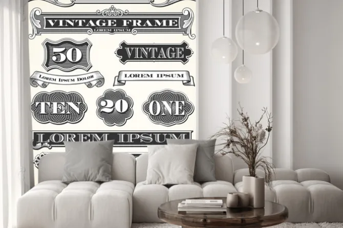 Naklejka: Archiwalne etykiety ramek i ozdoby