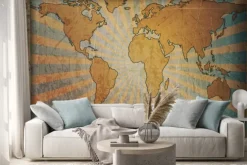 Naklejka: Archiwalne karty mapa świata