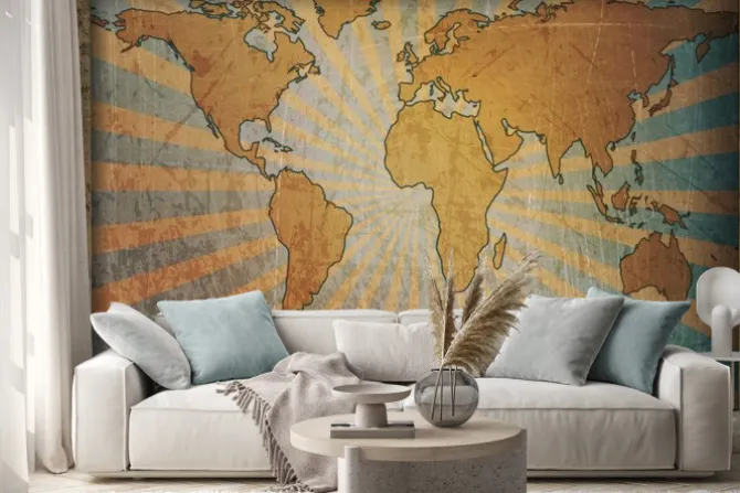 Naklejka: Archiwalne karty mapa świata