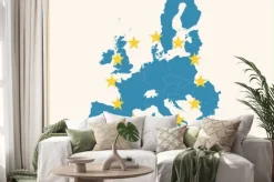 Naklejka: Archiwalne mapa unii europejskiej z flagi ue