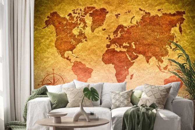 Naklejka: Archiwalne papieru z mapy świata