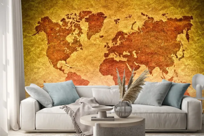 Naklejka: Archiwalne papieru z mapy świata