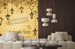 Naklejka: Archiwalne tła z gałęzi drzew i retro lampy uliczne