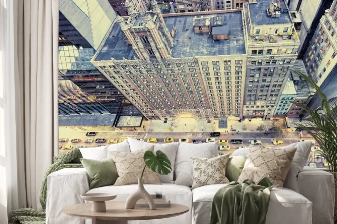 Naklejka: Archiwalne zdjęcia ulic nowego jorku z dachu