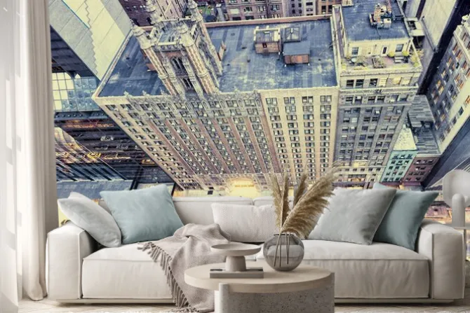 Naklejka: Archiwalne zdjęcia ulic nowego jorku z dachu