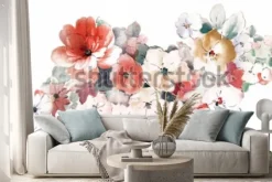 Naklejka: Artystyczna kompozycja z liści i kwiatów