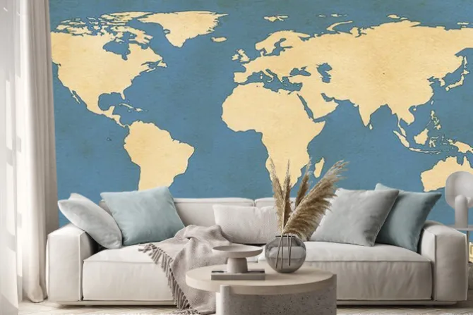 Naklejka: Artystyczna wizja mapy świata