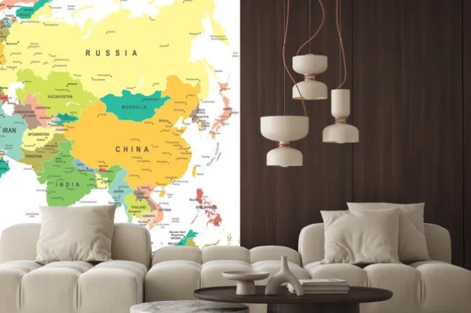 Naklejka: Asia - mapa - ilustracji. asia map - bardzo szczegółowe ilustracji