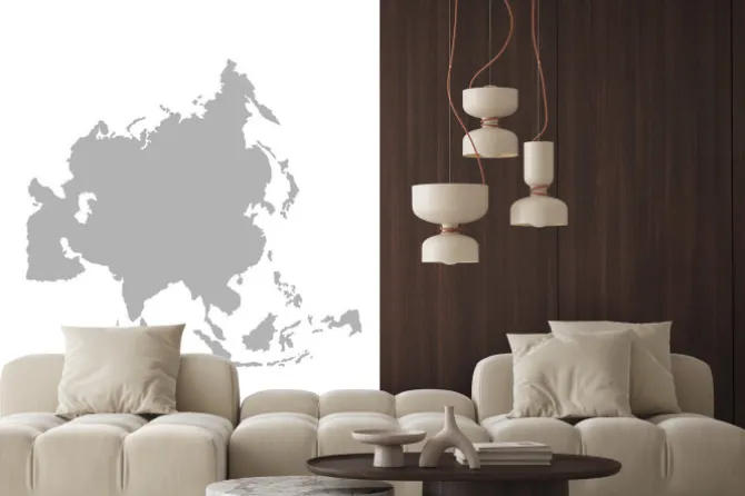 Naklejka: Asia outline world map - vector