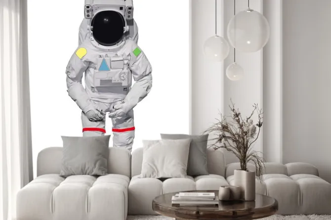 Naklejka: Astronauta samodzielnie na białym tle