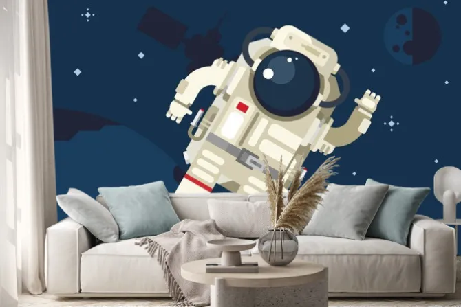 Naklejka: Astronauta w przestrzeni kosmicznej