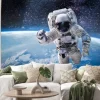 Naklejka: Astronauta w przestrzeni kosmicznej z panoramą ziemi