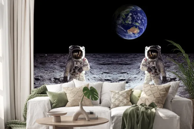 Naklejka: Astronauts moon landing earth