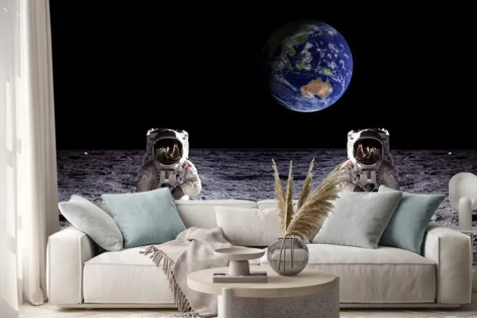 Naklejka: Astronauts moon landing earth
