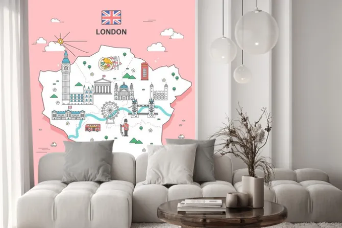 Naklejka: Atrakcje londynu na mapie