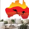 Naklejka: Australia map i dwa skacze kangur
