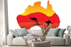 Naklejka: Australia map i dwa skacze kangur