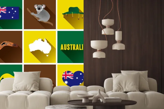 Naklejka: Australia płaski zestaw ikon. zestaw vector graphic płaskich