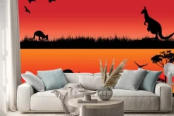 Naklejka: Australian kangaroos in the sunset