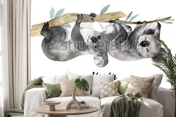 Naklejka: Australijscy zwierzęta akwareli ilustracyjna ręka rysująca przyroda